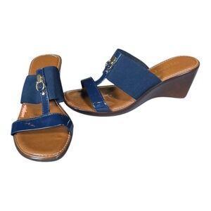 Women's Italian Shoemaker Sandals Blue And Brown US Size 8.5